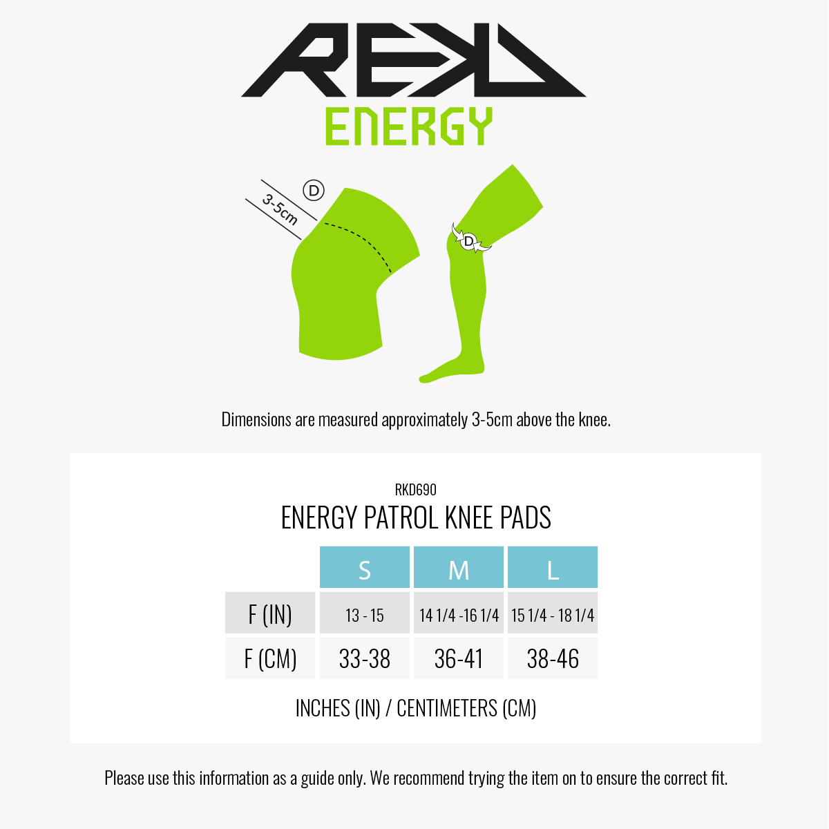 REKD Energy Patrol - Tabela rozmiarów