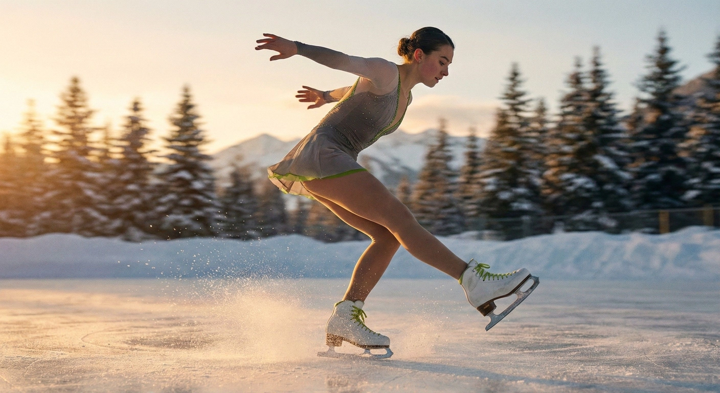 Elegancki skok łyżwiarski o zachodzie słońca – wybierz idealne płozy i zacznij swoją drogę na lodzie