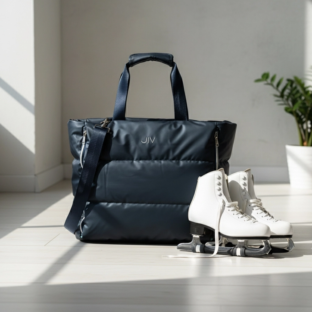 Torba na łyżwy figurowe JIV obok łyżew figurowych